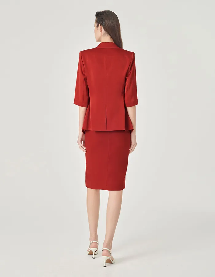 MARYLING Blazers Brick Red ThreeQuarter Sleeve Blazer Red 8211 Women MARYLING Blazers Brick Red ThreeQuarter Sleeve Blazer Red 8211 Women