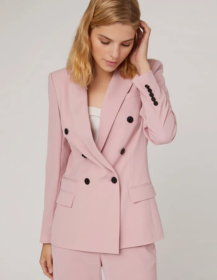 MARYLING Blazers Cherry Blossom Pink Double Breasted Blazer Red 8211 Women MARYLING Blazers Cherry Blossom Pink Double Breasted Blazer Red 8211 Women