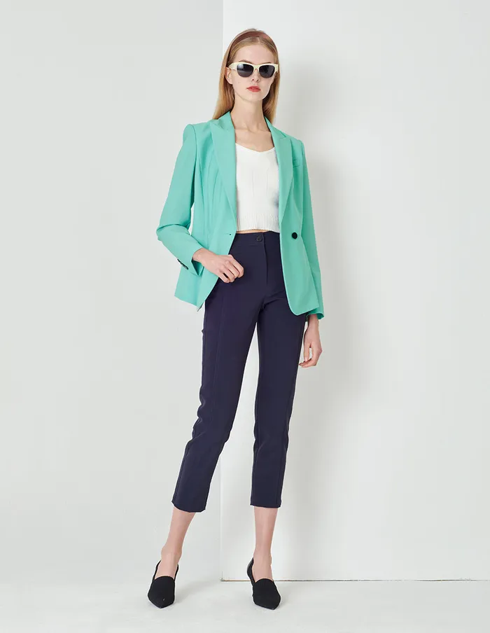 MARYLING Blazers Cream Blue Lapel Collar DoubleBreasted Suit Blue 8211 Women