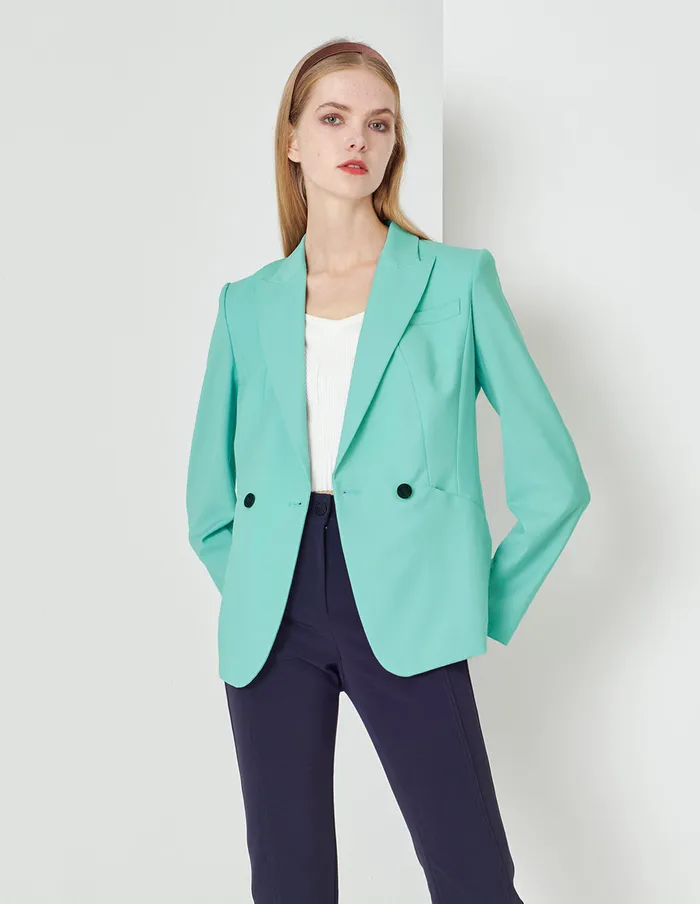 MARYLING Blazers Cream Blue Lapel Collar DoubleBreasted Suit Blue 8211 Women MARYLING Blazers Cream Blue Lapel Collar DoubleBreasted Suit Blue 8211 Women