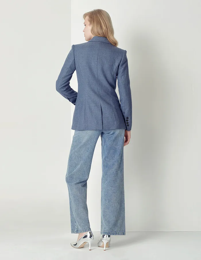 MARYLING Blazers Elegant Haze Blue Doublebreasted Blazer Blue 8211 Women MARYLING Blazers Elegant Haze Blue Doublebreasted Blazer Blue 8211 Women