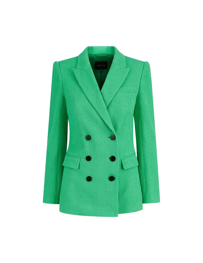 MARYLING Blazers Lapel DoubleBreasted Green Tweed Blazer Green 8211 Women MARYLING Blazers Lapel DoubleBreasted Green Tweed Blazer Green 8211 Women