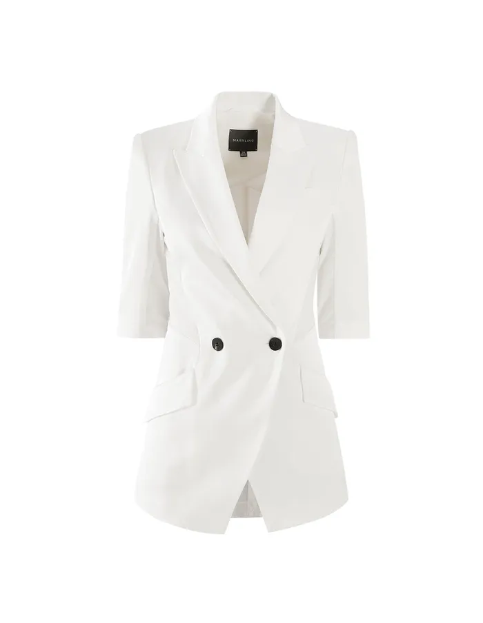 MARYLING Blazers OffWhite MultiPocket ThreeQuarter Sleeve Suit White 8211 Women MARYLING Blazers OffWhite MultiPocket ThreeQuarter Sleeve Suit White 8211 Women