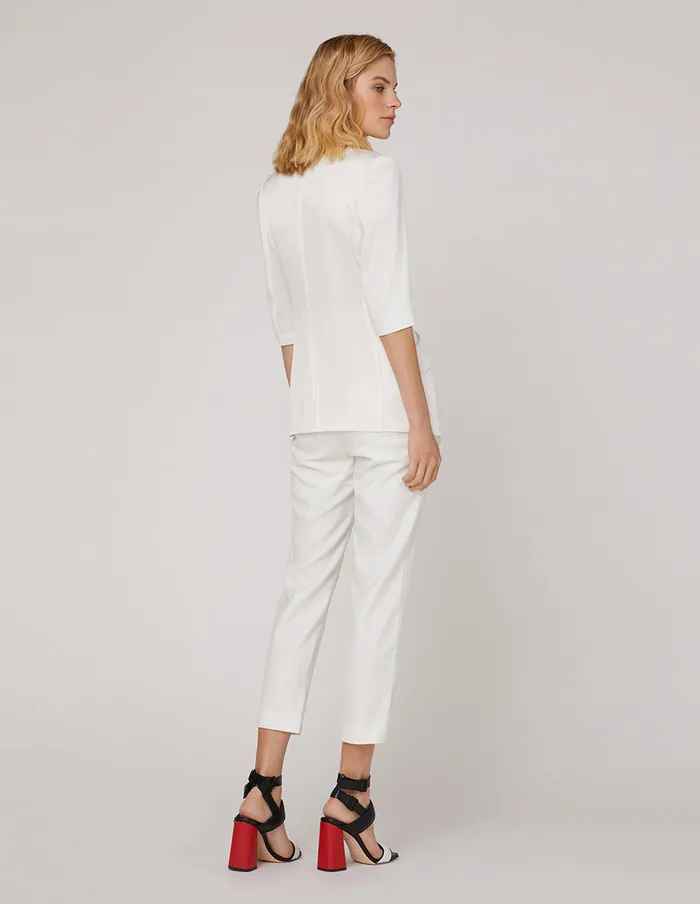 MARYLING Blazers OffWhite MultiPocket ThreeQuarter Sleeve Suit White 8211 Women MARYLING Blazers OffWhite MultiPocket ThreeQuarter Sleeve Suit White 8211 Women