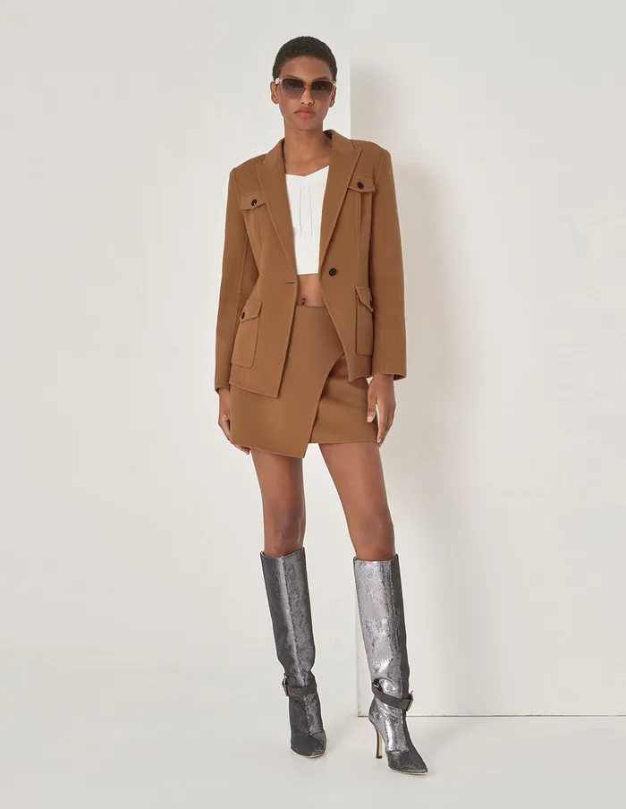 MARYLING Blazers TurnedCollar MultiPocket Blazer Umber 8211 Women