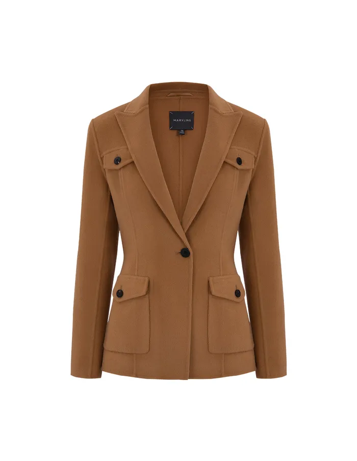MARYLING Blazers TurnedCollar MultiPocket Blazer Umber 8211 Women MARYLING Blazers TurnedCollar MultiPocket Blazer Umber 8211 Women