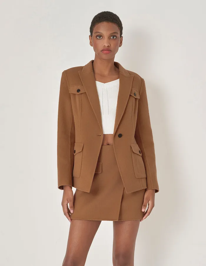 MARYLING Blazers TurnedCollar MultiPocket Blazer Umber 8211 Women MARYLING Blazers TurnedCollar MultiPocket Blazer Umber 8211 Women