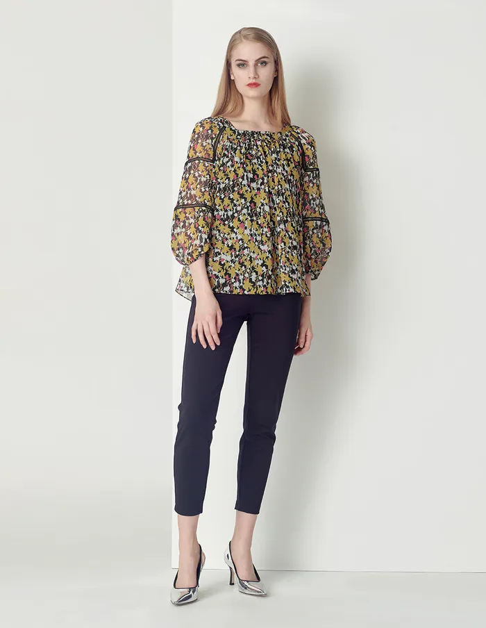 MARYLING Blouse SQUARE COLLAR PUFFED SLEEVES PRINT TOP Mix 8211 Women