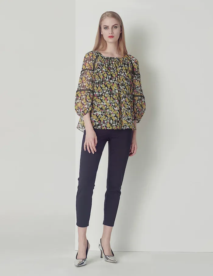 MARYLING Blouse SQUARE COLLAR PUFFED SLEEVES PRINT TOP Mix 8211 Women