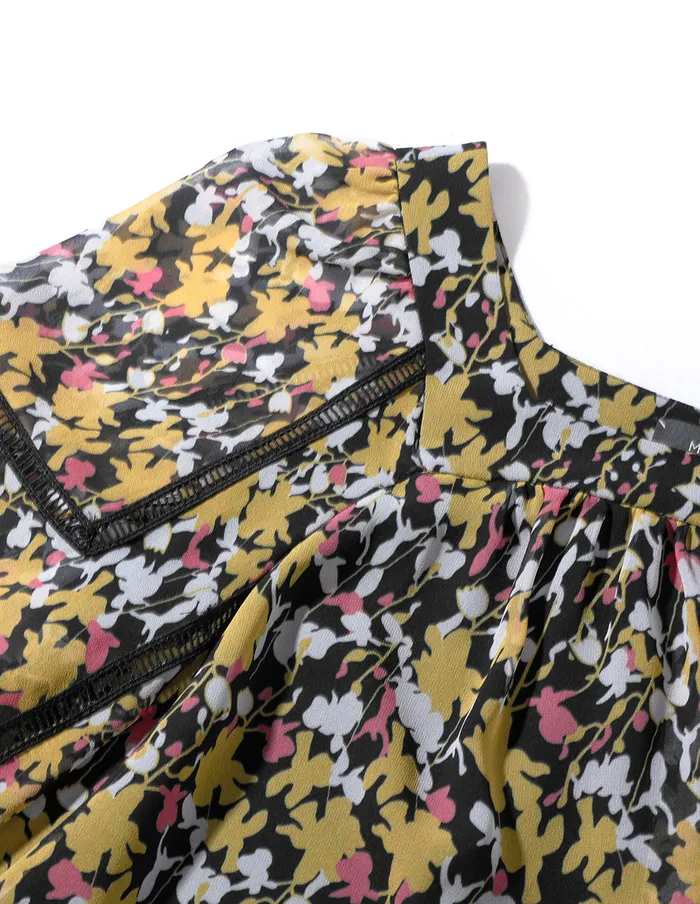 MARYLING Blouse SQUARE COLLAR PUFFED SLEEVES PRINT TOP Mix 8211 Women