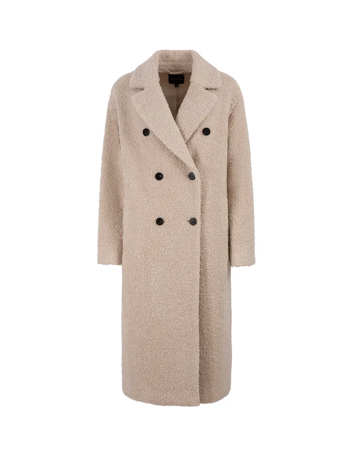 MARYLING Jacket and Coat Beige Large Lapel Long Cocoon Type Dropped Shoulder Coat White 8211 Women MARYLING Jacket and Coat Beige Large Lapel Long Cocoon Type Dropped Shoulder Coat White 8211 Women
