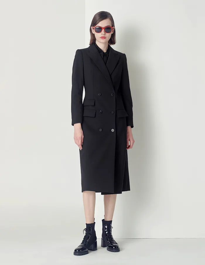 MARYLING Jacket and Coat Black DoubleBreasted MultiPocket Coat Black 8211 Women MARYLING Jacket and Coat Black DoubleBreasted MultiPocket Coat Black 8211 Women