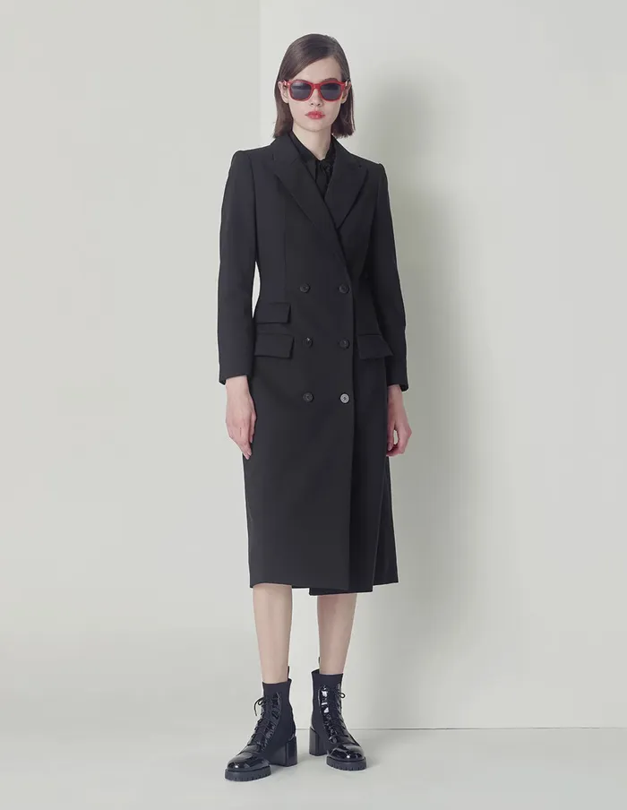MARYLING Jacket and Coat Black DoubleBreasted MultiPocket Coat Black 8211 Women MARYLING Jacket and Coat Black DoubleBreasted MultiPocket Coat Black 8211 Women