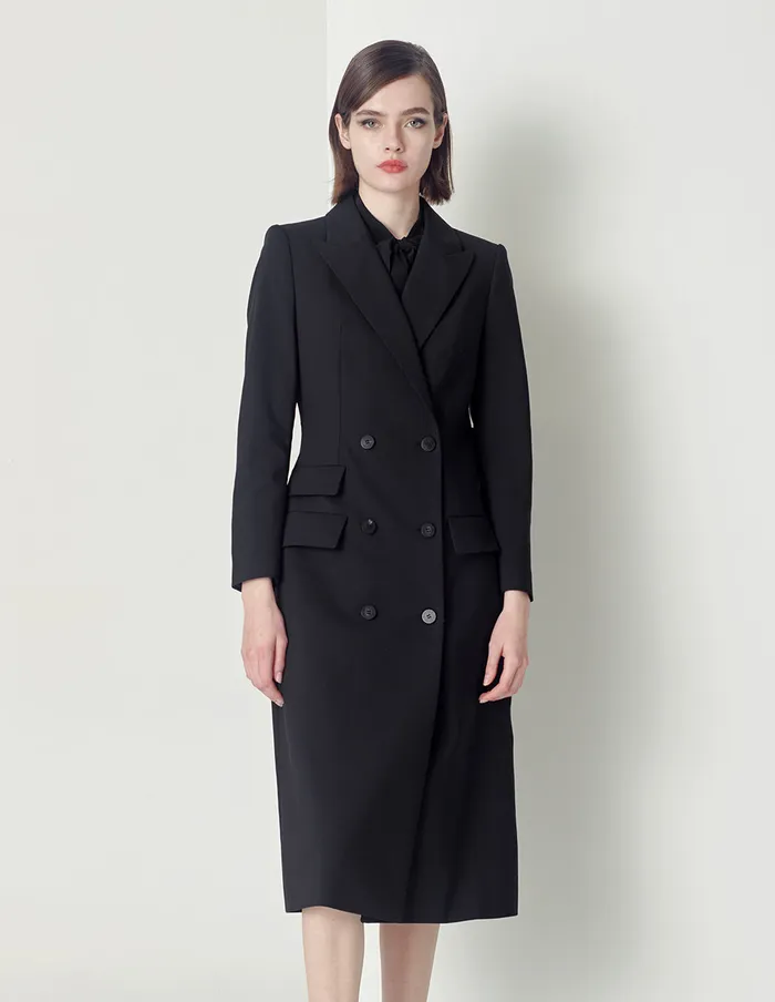 MARYLING Jacket and Coat Black DoubleBreasted MultiPocket Coat Black 8211 Women MARYLING Jacket and Coat Black DoubleBreasted MultiPocket Coat Black 8211 Women