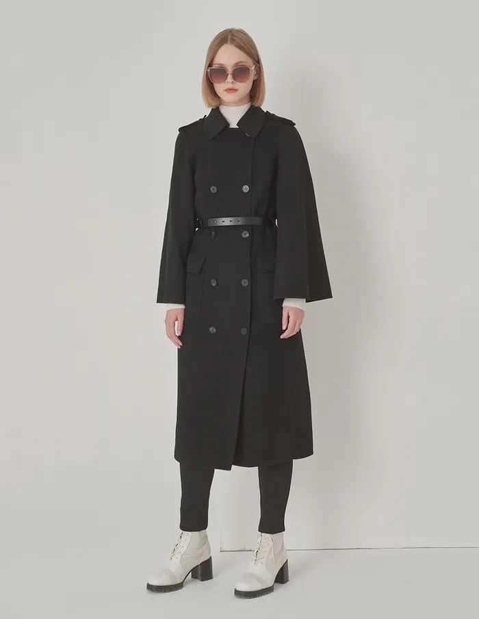 MARYLING Jacket and Coat Cape Style HShaped DoubleSided Woolen Coat Black 8211 Women MARYLING Jacket and Coat Cape Style HShaped DoubleSided Woolen Coat Black 8211 Women