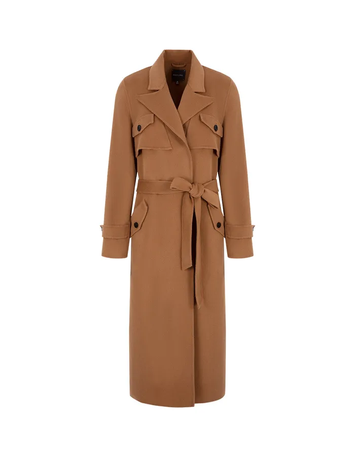 MARYLING Jacket and Coat Caramel Suit Collar Trench Coat Long Coat Umber 8211 Women MARYLING Jacket and Coat Caramel Suit Collar Trench Coat Long Coat Umber 8211 Women