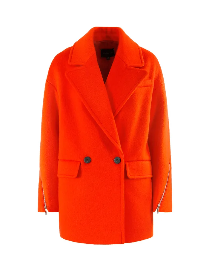 MARYLING Jacket and Coat DOUBLEBREASTED ZIPPER SLEEVE WOOL COAT Orange Red 8211 Women