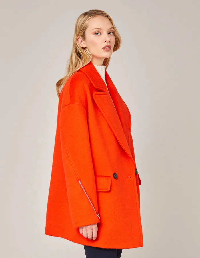 MARYLING Jacket and Coat DOUBLEBREASTED ZIPPER SLEEVE WOOL COAT Orange Red 8211 Women