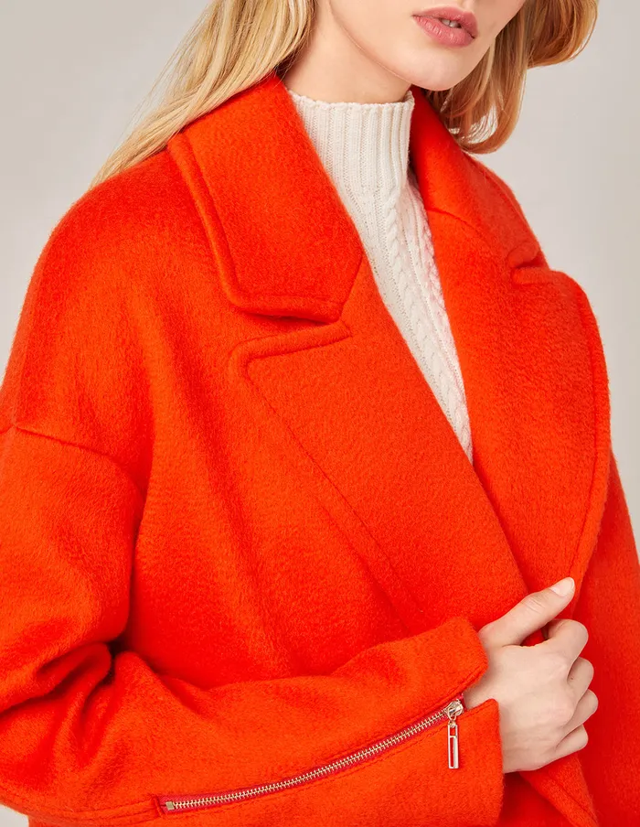 MARYLING Jacket and Coat DOUBLEBREASTED ZIPPER SLEEVE WOOL COAT Orange Red 8211 Women