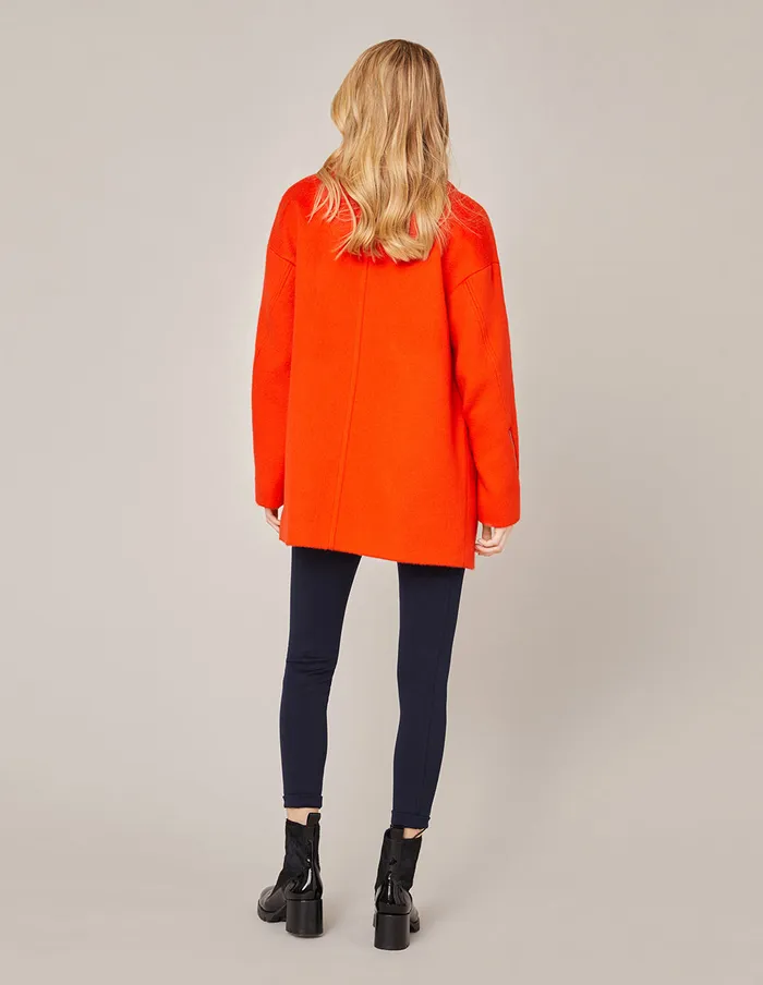 MARYLING Jacket and Coat DOUBLEBREASTED ZIPPER SLEEVE WOOL COAT Orange Red 8211 Women