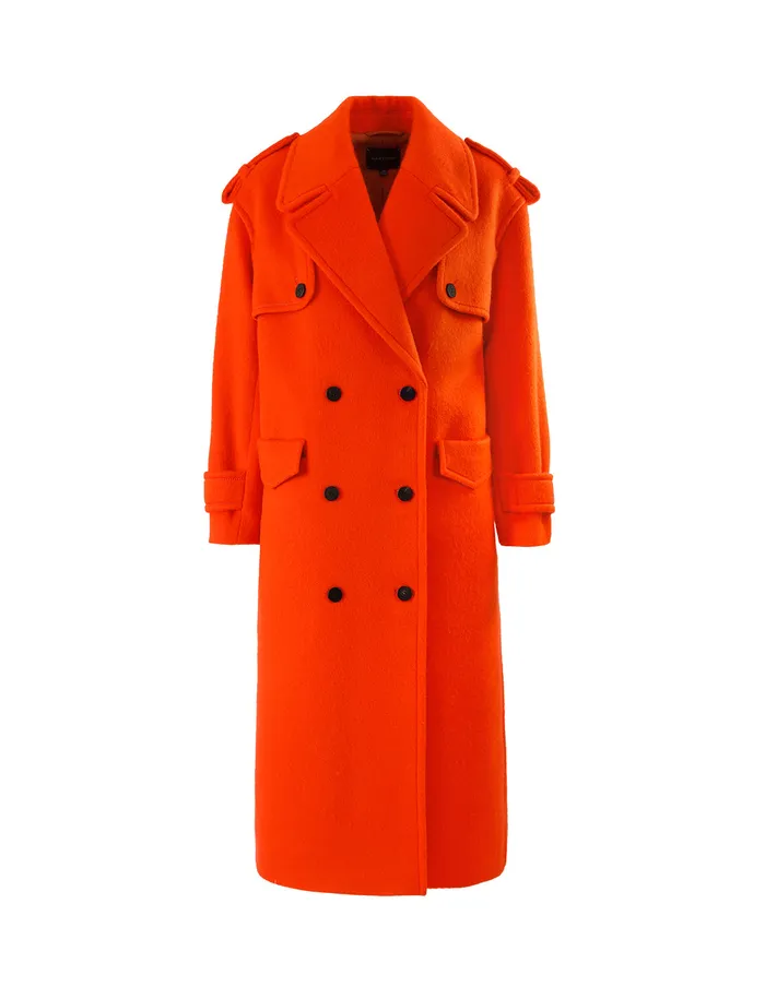 MARYLING Jacket and Coat NOTCH LAPEL DOUBLEBREASTED COAT Orange Red 8211 Women MARYLING Jacket and Coat NOTCH LAPEL DOUBLEBREASTED COAT Orange Red 8211 Women
