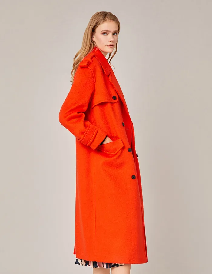 MARYLING Jacket and Coat NOTCH LAPEL DOUBLEBREASTED COAT Orange Red 8211 Women MARYLING Jacket and Coat NOTCH LAPEL DOUBLEBREASTED COAT Orange Red 8211 Women