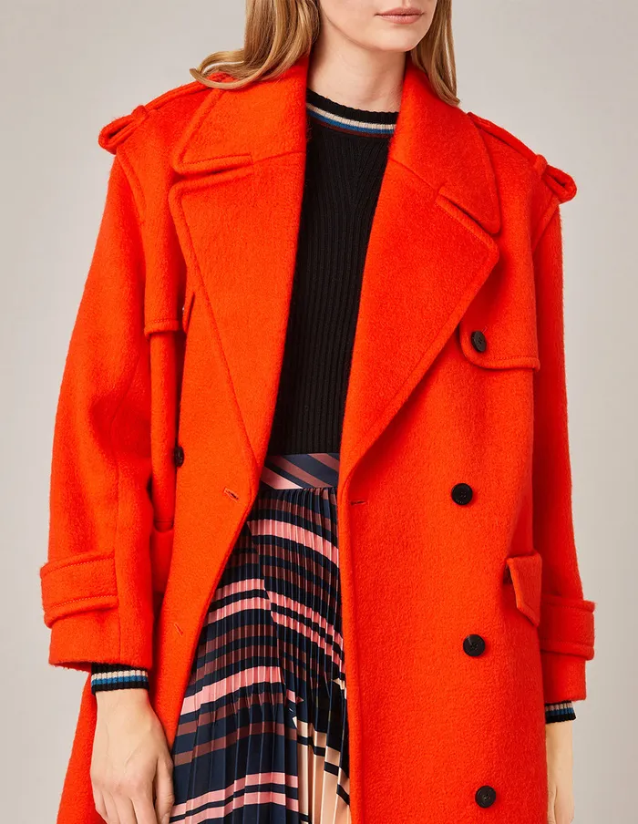 MARYLING Jacket and Coat NOTCH LAPEL DOUBLEBREASTED COAT Orange Red 8211 Women MARYLING Jacket and Coat NOTCH LAPEL DOUBLEBREASTED COAT Orange Red 8211 Women