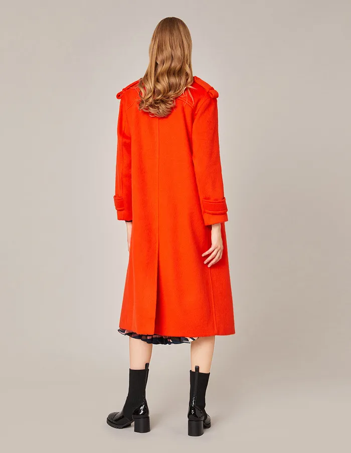 MARYLING Jacket and Coat NOTCH LAPEL DOUBLEBREASTED COAT Orange Red 8211 Women MARYLING Jacket and Coat NOTCH LAPEL DOUBLEBREASTED COAT Orange Red 8211 Women