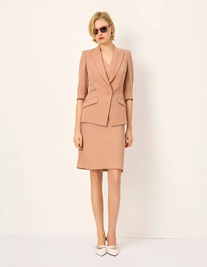 MARYLING Jacket and Coat Notch Lapel SingleBreasted Coral Pink Blazer Pink 8211 Women MARYLING Jacket and Coat Notch Lapel SingleBreasted Coral Pink Blazer Pink 8211 Women