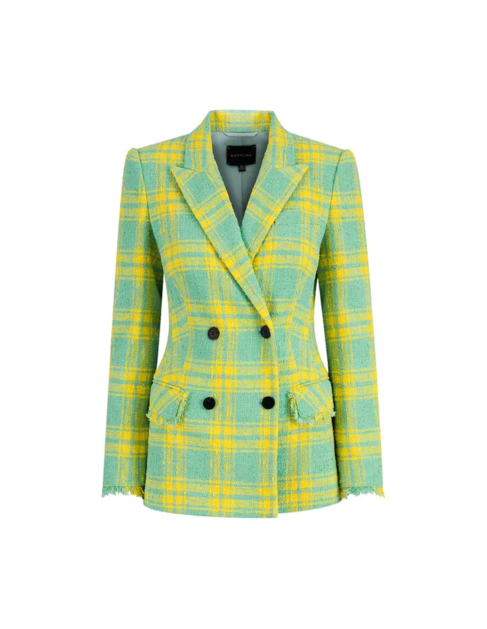 MARYLING Jacket and Coat Spring Yellow And Green Check Double Breasted Suit Mix 8211 Women MARYLING Jacket and Coat Spring Yellow And Green Check Double Breasted Suit Mix 8211 Women