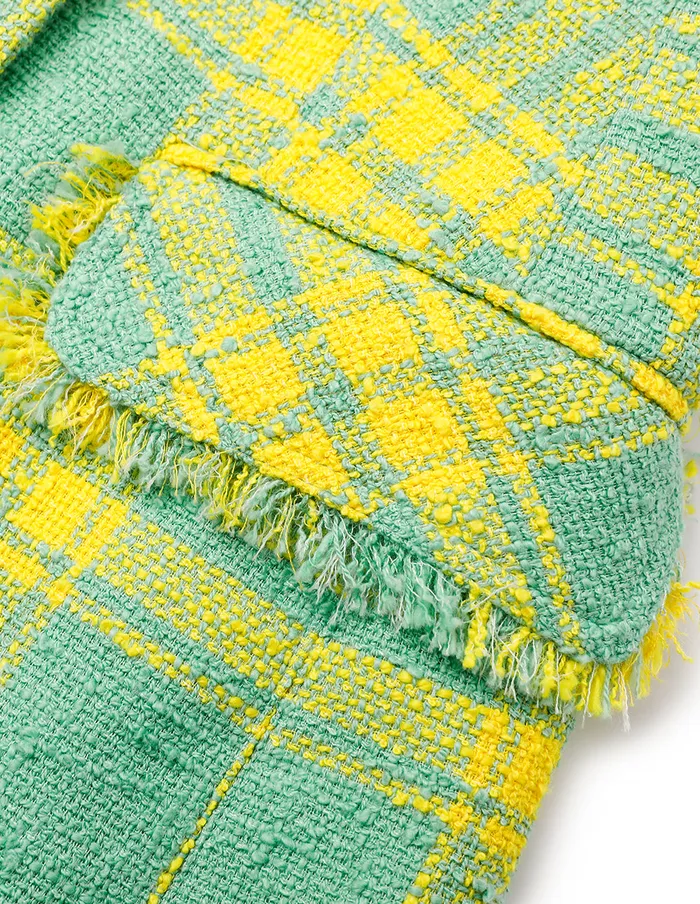MARYLING Jacket and Coat Spring Yellow And Green Check Double Breasted Suit Mix 8211 Women MARYLING Jacket and Coat Spring Yellow And Green Check Double Breasted Suit Mix 8211 Women