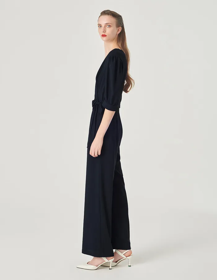 MARYLING Jumpsuits VNeck Embellished Belt Jumpsuit Mid 8211 Women MARYLING Jumpsuits VNeck Embellished Belt Jumpsuit Mid 8211 Women