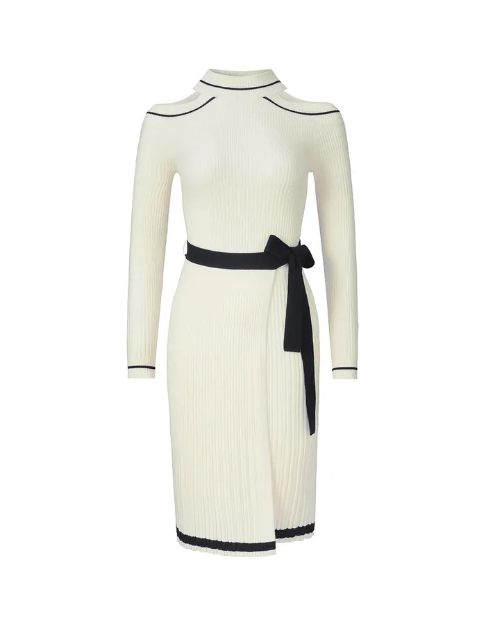 MARYLING Knit Dress Off Shoulder Black White Knit Dress Mix 8211 Women MARYLING Knit Dress Off Shoulder Black White Knit Dress Mix 8211 Women