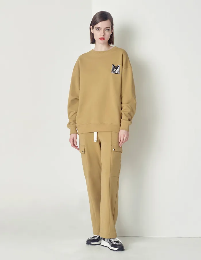 MARYLING Knitwear Beige Loose Design M Badge Sweater Sand 8211 Women