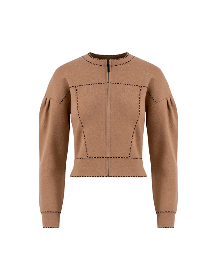 MARYLING Knitwear Beige Zipper Knitted Cardigan Brown 8211 Women MARYLING Knitwear Beige Zipper Knitted Cardigan Brown 8211 Women