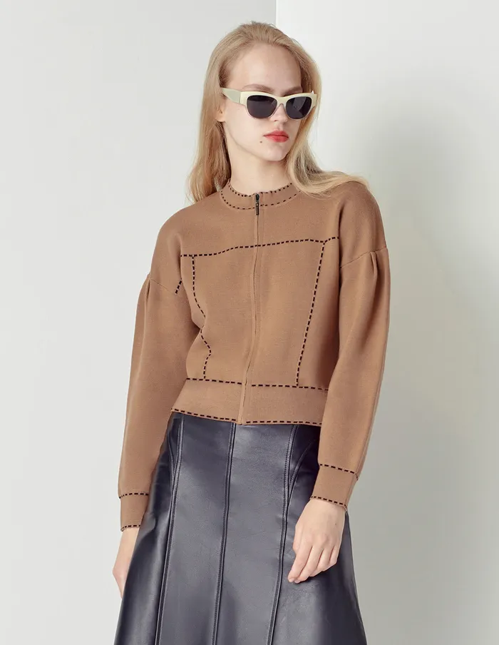 MARYLING Knitwear Beige Zipper Knitted Cardigan Brown 8211 Women MARYLING Knitwear Beige Zipper Knitted Cardigan Brown 8211 Women