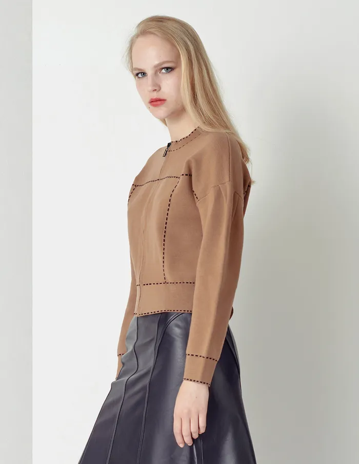 MARYLING Knitwear Beige Zipper Knitted Cardigan Brown 8211 Women MARYLING Knitwear Beige Zipper Knitted Cardigan Brown 8211 Women