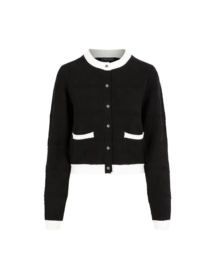 MARYLING Knitwear Black And White Contrasting Round Neck Dark Pattern Knitted Cardigan Monochrome 8211 Women MARYLING Knitwear Black And White Contrasting Round Neck Dark Pattern Knitted Cardigan Monochrome 8211 Women