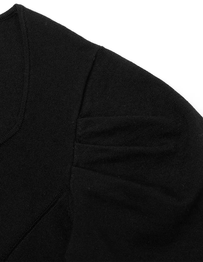 MARYLING Knitwear Black HeartShaped Collar Large Pleated Knitted Top Black 8211 Women MARYLING Knitwear Black HeartShaped Collar Large Pleated Knitted Top Black 8211 Women