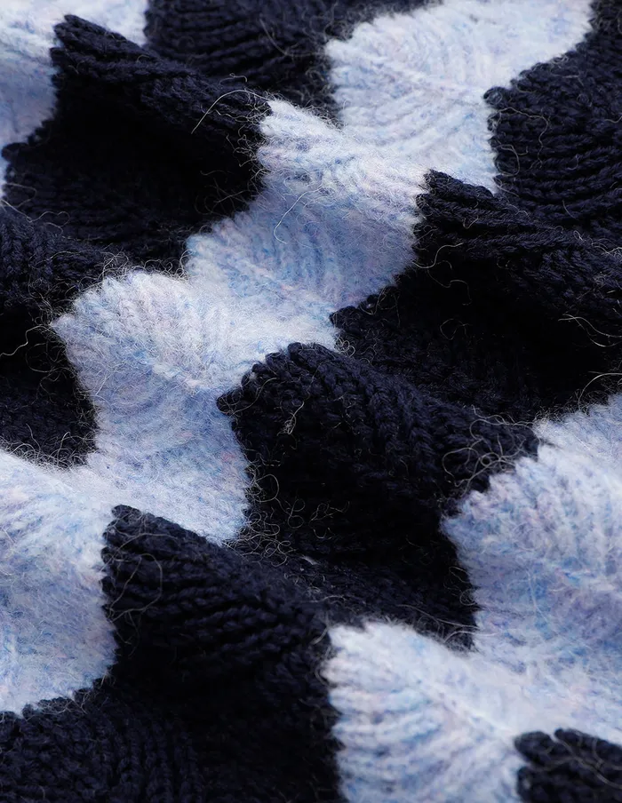 MARYLING Knitwear Blue Wave Knit Cropped Cardigan Blue 8211 Women MARYLING Knitwear Blue Wave Knit Cropped Cardigan Blue 8211 Women