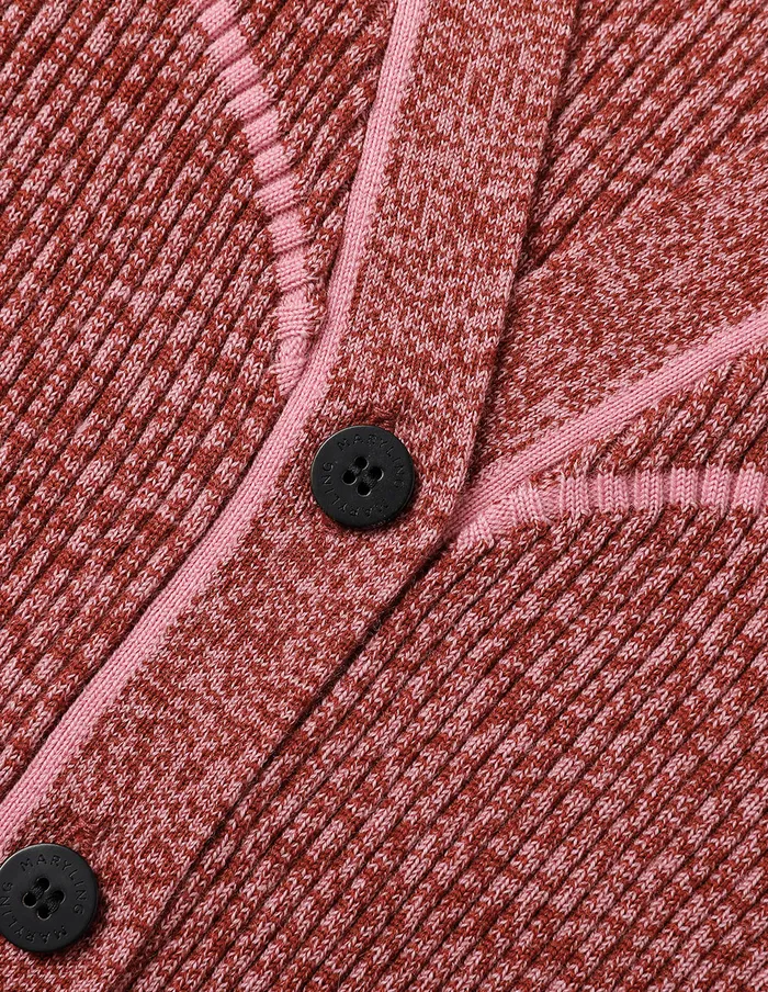 MARYLING Knitwear Contrast Floral Wool Knitted Cardigan Red 8211 Women MARYLING Knitwear Contrast Floral Wool Knitted Cardigan Red 8211 Women
