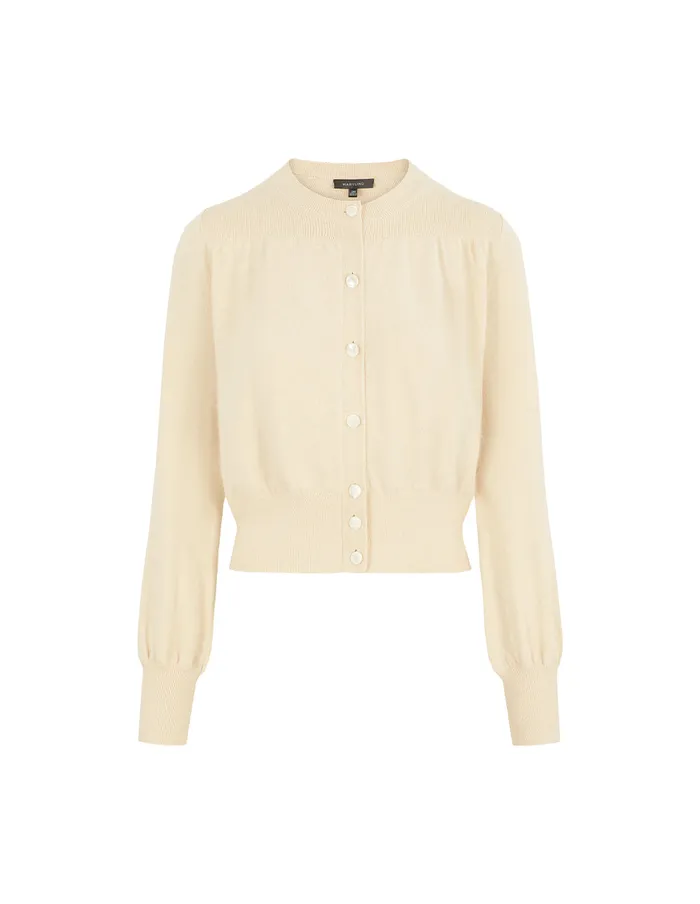 MARYLING Knitwear Cream Mandarin Collar Fitted Knit Cardigan Cream 8211 Women MARYLING Knitwear Cream Mandarin Collar Fitted Knit Cardigan Cream 8211 Women