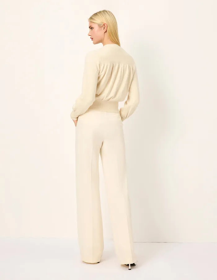 MARYLING Knitwear Cream Mandarin Collar Fitted Knit Cardigan Cream 8211 Women MARYLING Knitwear Cream Mandarin Collar Fitted Knit Cardigan Cream 8211 Women