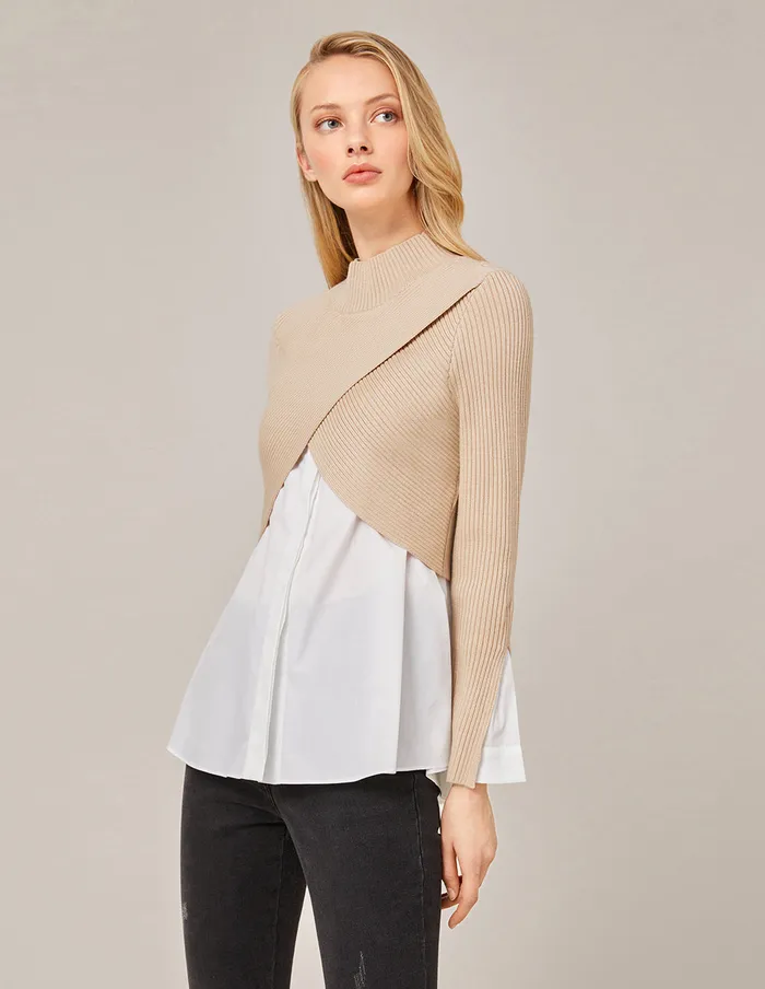 MARYLING Knitwear HYBRID KNITTED PULLOVER Beige 8211 Women