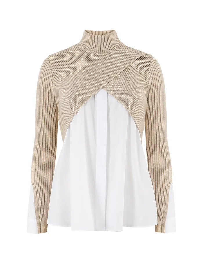 MARYLING Knitwear HYBRID KNITTED PULLOVER Beige 8211 Women MARYLING Knitwear HYBRID KNITTED PULLOVER Beige 8211 Women