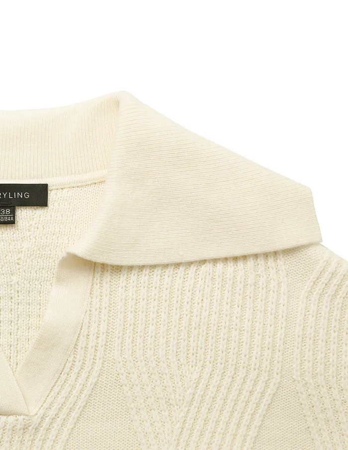 MARYLING Knitwear Lapel Collar LongSleeve CreamColored Knitted Pullover Cream 8211 Women MARYLING Knitwear Lapel Collar LongSleeve CreamColored Knitted Pullover Cream 8211 Women