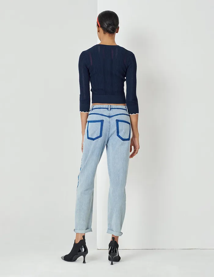MARYLING Knitwear Midnight Blue VNeck Knit Cardigan Blue 8211 Women MARYLING Knitwear Midnight Blue VNeck Knit Cardigan Blue 8211 Women