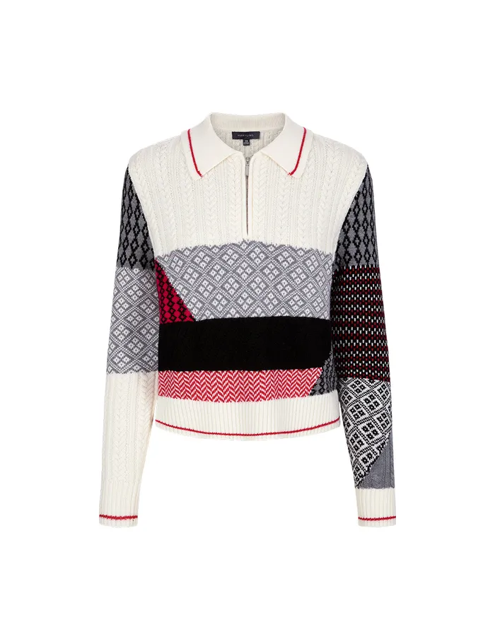 MARYLING Knitwear Patch Collar Knitted Jumper Black 8211 Women