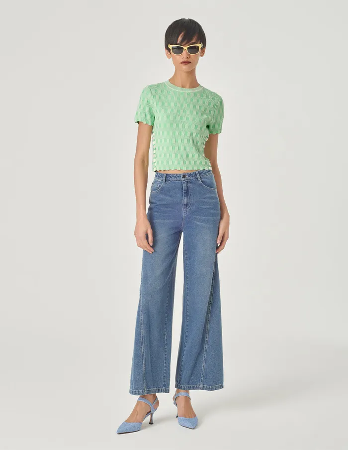 MARYLING Knitwear Plaid Knit TShirt Mint 8211 Women