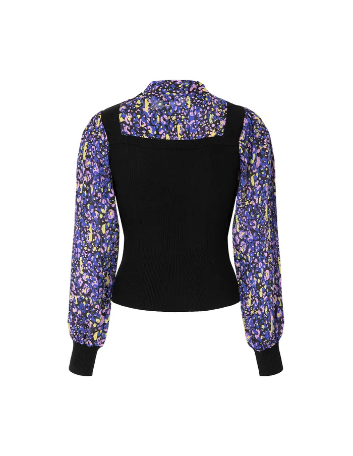 MARYLING Knitwear Ribbon Silk Printed Top Patchwork Knitted Vest Leopard Print 8211 Women MARYLING Knitwear Ribbon Silk Printed Top Patchwork Knitted Vest Leopard Print 8211 Women